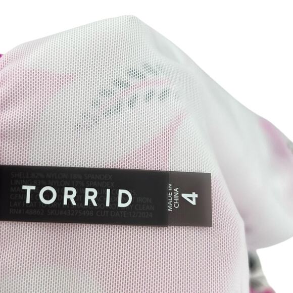 Torrid High-Rise Ruched Bikini Bottom Carissa Floral Azalea Pink Plus Size 4X - Picture 8 of 9